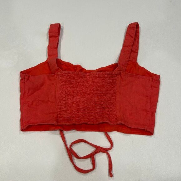 Abercrombie & Fitch Red Crop Top Size L Lace-Up Corset Style - Picture 2 of 6